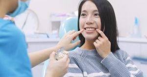 Woman at consultation for dental bonding