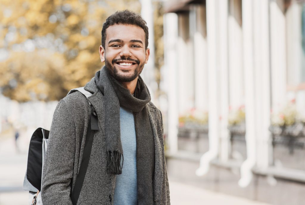 smiling man with good oral health in Plano